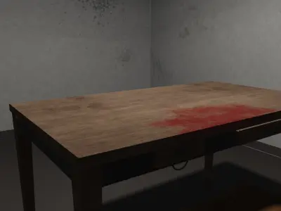 Interrogation Desk and Chair Low-poly 3D model