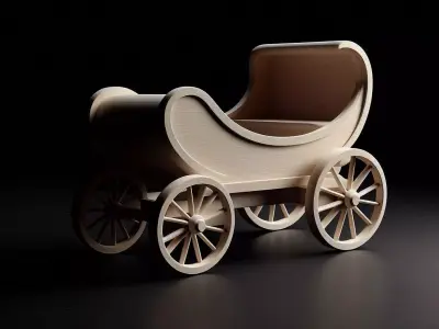 Wooden Cart 3D Printable Model 3D print model buy