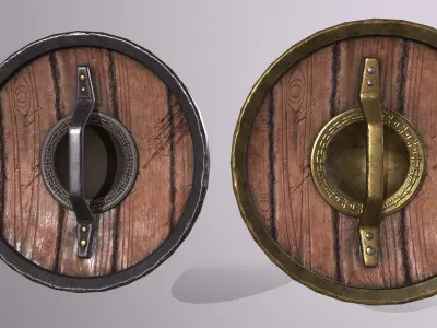 shield 1 wooden and metal Low-poly 3D model
