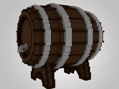 Voxel Wooden Barrels Pack