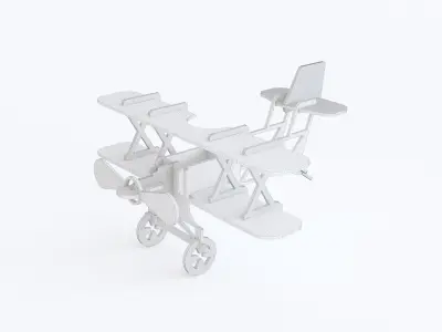 Wooden toy biplane 02 3D model