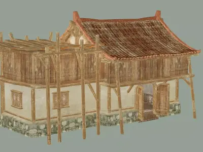 Japan Asian Medieval Hut House 3D Model Low-poly 3D model