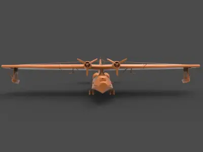 PBY-5A orange propeller plane 3D print model