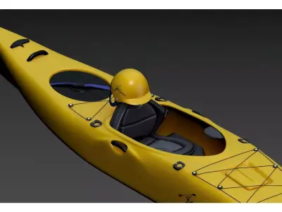 Yellow kayak 3D model