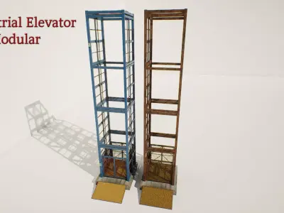 Industrial Elevator Modular Low-poly 3D model