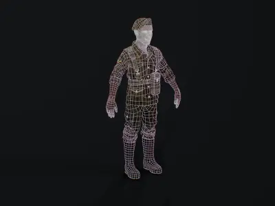  African soldier Low-poly 3D model
