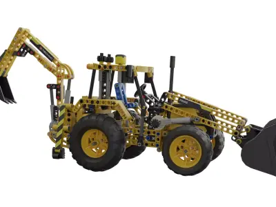 Lego Backhoe Loader Low-poly 3D model