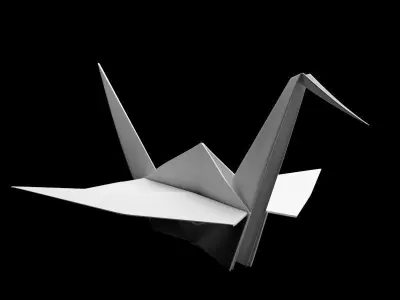 Folded Paper Origami Swan - Crane 3D model