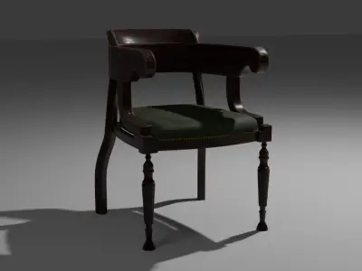Antique Wooden Armchair Low-poly 3D model purchase
