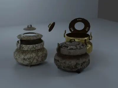Incense burner PBR low-poly game ready Free low-poly 3D model