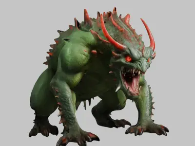 Low Poly Reptile Demon Creature Low-poly 3D model