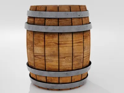 Wooden Barrel 3D model