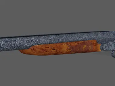 Double Barrel Shotgun Rig Low-poly 3D model