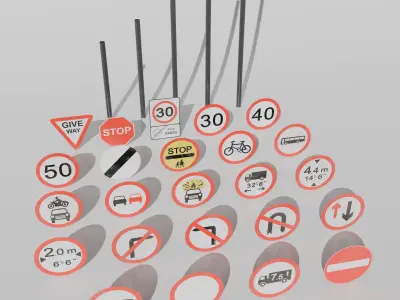 UK Traffic Signs - Giving Orders 3D model