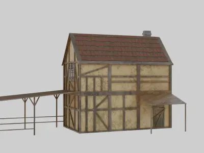 Medieval House Low-poly 3D model shop