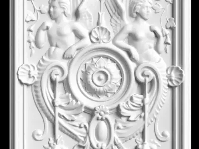 sculpt 3d model ornate carved wall panel 3D print model