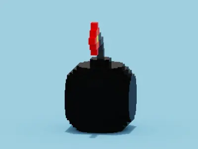 Voxel Bomb Low-poly 3D model