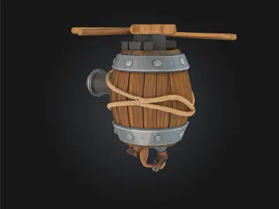 Flying Cannon Barrel Whimsical Aerial Artillery Model 3D model