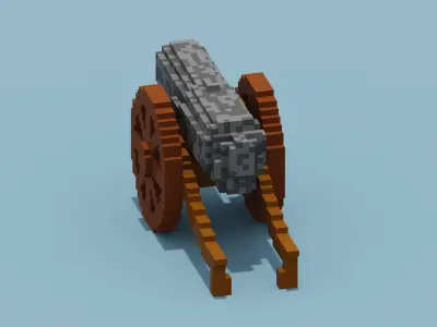 Voxel Cannon Low-poly 3D model