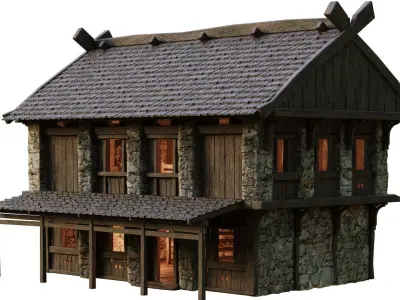 Old Medieval Building House 4K Textures GameReady 43 Low-poly 3D model
