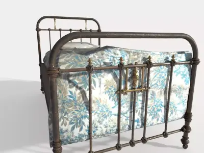 Old Worn Dirty Bed 3D model