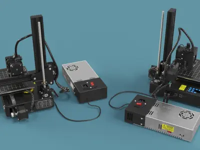 Mini 3D Printer with PSU Rigged Animated 