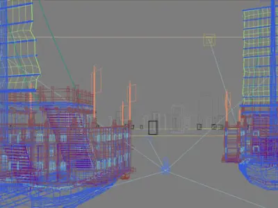 Ancient Chinese naval battle scene warship 3D model