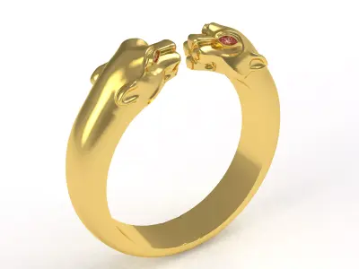Panther Head Ring 3D print model