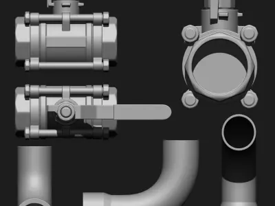 Plumbing Parts IMM Brush Pack 35 in One 3D model