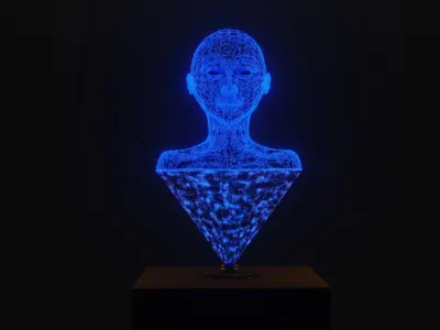Sci-fi human scan projection Low-poly 3D model