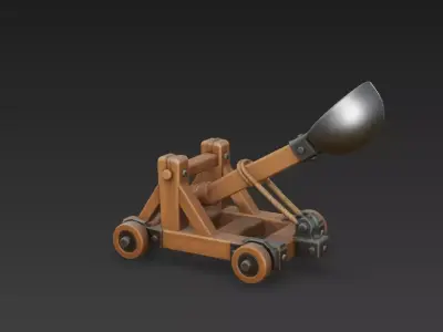 Stylized Medieval Catapult 3D Model Siege Weapon 3D model