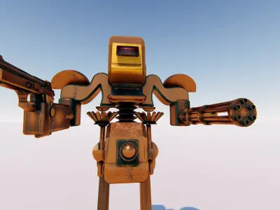 robot holding gun Low-poly 3D model