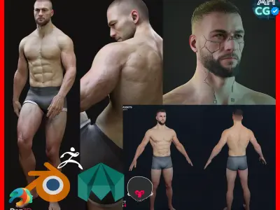 Lifelike Male Base 3D Model Low-poly 3D model
