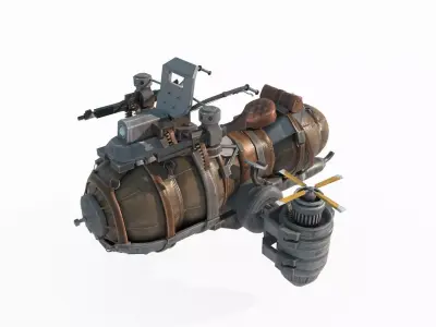 Fantasy retro style aerial motorcycle 3D model