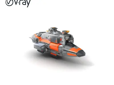 Cargo Transport Spaceship Industrial Model Pack Low-poly 3D model