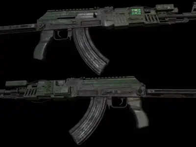 AK47 CyberShot and Shadow Rage SciFi Assaultrifle Low-poly 3D model
