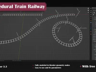 Procedural Train Railway Track 3D model
