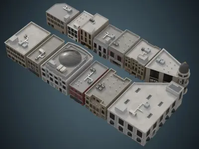Buildings Collection 3 city Low-poly 3D model