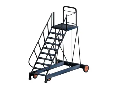 Industrial metal wheeled platform Low-poly 3D model
