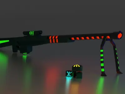  weapons of the future Low-poly 3D model