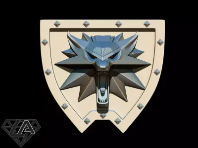 Witcher wolf shield 3D print model