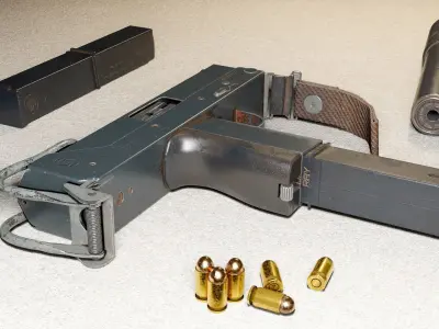  Ingram MAC-11 with plastic magazine and supressor Low-poly 3D model