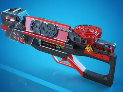 Cyberpunk SMG GUN Low-poly 3D model