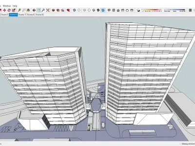 Sketchup Commercial Hotel Office Complex R2 3D model