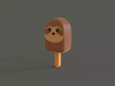 LowPoly Kawaii Sloth Ice Cream Low-poly 3D model