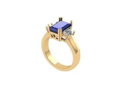 Solitair 3 Stone Ring 3D print model 5