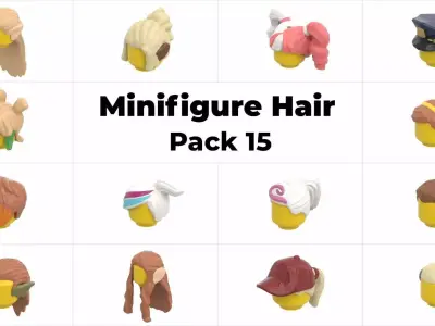 TwindBricks3D - Minifigure Hair pack 15 3D print model