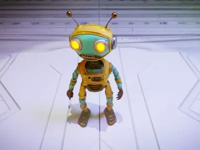 Robot Bee Animated Low-poly 3D model