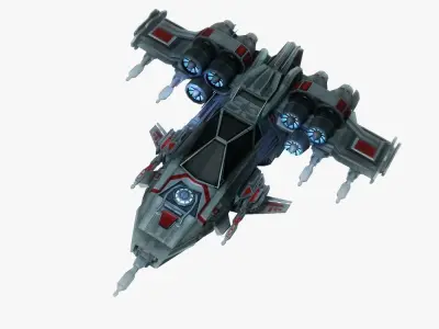 Spaceship fighter 2 game ready Low-poly 3D model