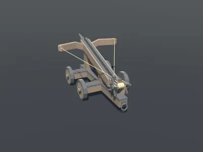Ballista lowpoly cannon on wheels Low-poly 3D model